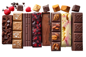 Cream Isolated Transparent Background Collection Chocolate Bars Stuffed Ice Filling Assorted Varieties Arranged Web Print Copy Space Template Branding Social Media Poster Banner Marketin SEO Optimized