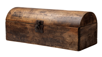 Timeworn wooden chest, a rustic relic imbued with history and untold stories of a bygone era,