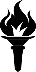 torch with fire silhouette vector illustration