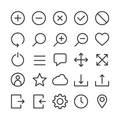 Minimal line app vector icons set