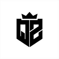 QZ Vector image of a shield with a sharp geometric style and a pointed crown