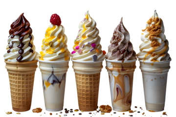 Mockup Set Isolated Transparent Background Collection Different Vanilla Soft Serve Styles Cones Branding Social Media Poster Banner Marketing Ecommerce Web Print Copy Space Template SEO Optimized