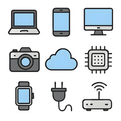 A technology's set vector style illustration