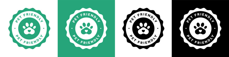 Pet friendly round vector badges collection