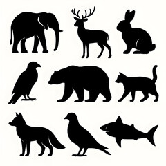 A animals set silhouette vector style illustration