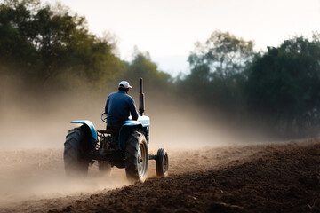 Obraz premium Tractor Working on Farmland 