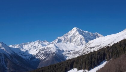 Fototapeta premium Majestic snow-capped mountains under a clear sky. 6