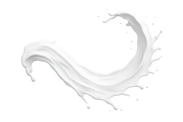 Dynamic splash of white milk creating a swirling, elegant shape, isolated on a transparent background, perfect for food and beverage advertising