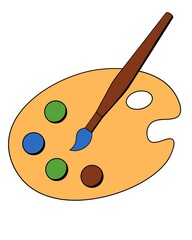 palette with brushes
