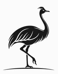 Obraz premium Ostrich Bird Vector Logo in Minimalist Black and White, Simple Design Ideal for Wildlife Branding and Nature Illustration 