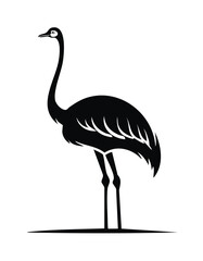 Obraz premium Ostrich Bird Aves Animal Vector Logo in Black and White, Minimalist and Simple Design, Perfect for Wildlife Branding, Nature Illustration, and Unique Animal Identity 