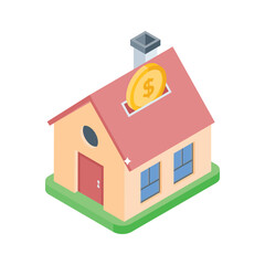 Grab this isometric icon of buying dream house
