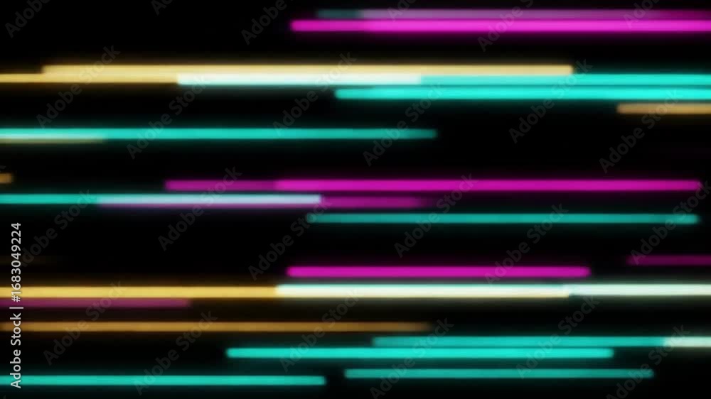 Poster abstract colorful glowing lines moving horizontally animation.