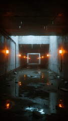 Fototapeta premium A long underground tunnel stretching endlessly into darkness