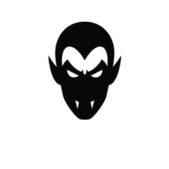 Vampire face silhouette with sharp fangs and pointed ears