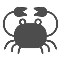 Crab solid icon, sea food concept. Vector graphics. Sea creature, crayfish sign on white background, glyph style icon for mobile or web design.