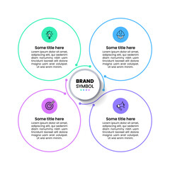 Infographic template. 4 circles connected by a line