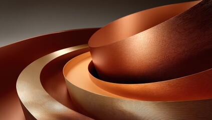 Copper and wood rings, abstract design