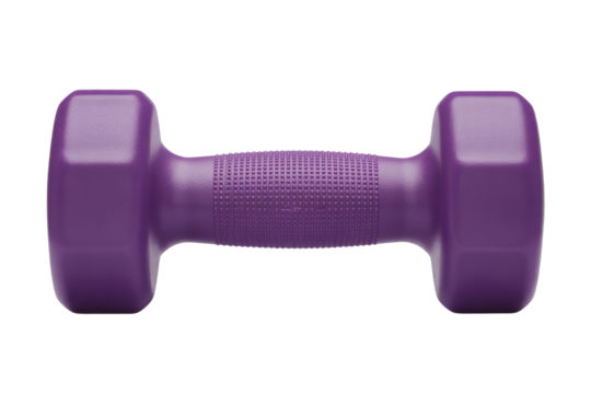 Get fit with a colorful, modern purple dumbbell for strength training and workout routines at home or in the gym for a healthy lifestyle
