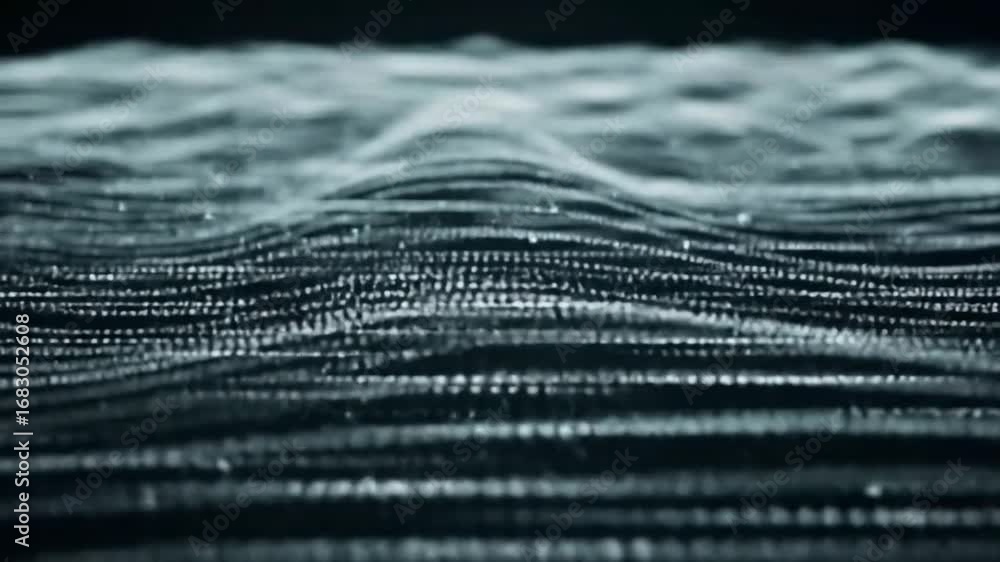 Aufkleber abstract digital waveform visualization with glowing particles.