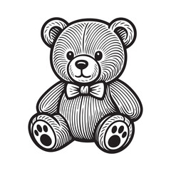 Obraz premium black and white teddy bear in Engraving Style