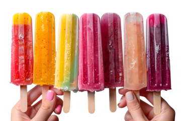 Colorful Fruity Popsicle Ice Lollies Multiple Flavors Summer Frozen Treats Photography Concept Template Branding Social Media Poster Banner Marketing Ecommerce Web Print Copy Space SEO Optimized Soft