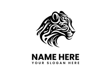 Ornate Tribal Style Cheetah Head Logo Design.