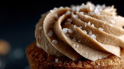 Delicious chocolate cupcake topped with creamy frosting and sea salt