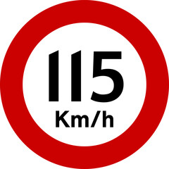 Speed Limit 115 kmh Sign