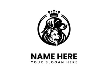 Royal Dog Duo Logo Featuring Crown and Circular Frame Design.