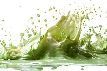 Green Motion Liquid Swirl Captured Mid Air Dynamic Product Concept Isolated Transparent Background Marketing Ecommerce Web Print Copy Space Template Branding Social Media Poster Banner SEO Optimized