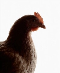 Chicken silhouette against a bright background highlighting natural features and texture