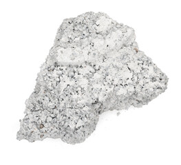 piece of cement isolated on white background close up. chipped concrete piece