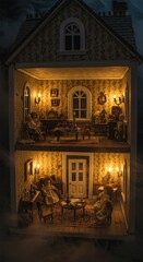 Obraz premium Haunted dollhouse miniature victorian rooms with tiny furniture porcelain dolls