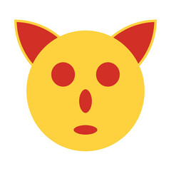 Minimal cat face emoji icon with yellow and red simple design