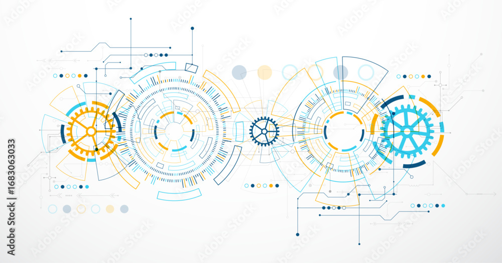 Aufkleber abstract background. scientific and technological concept with the use of technical elements formed 