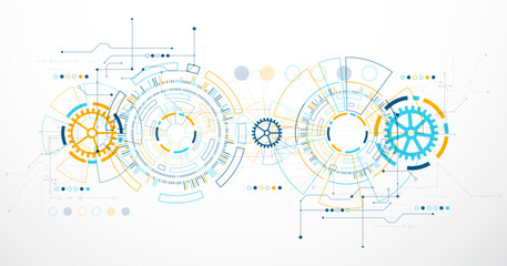 Abstract background. Scientific and technological concept with the use of technical elements formed in the shape of a circle. Vector