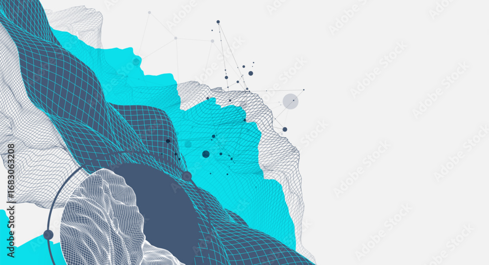 Poster the abstract wave is made in a frame style. template for science and technology presentation. vector