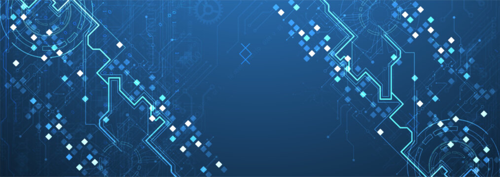 Abstract background. Scientific and technological concept with the use of technical elements formed in the shape of a circle. Vector