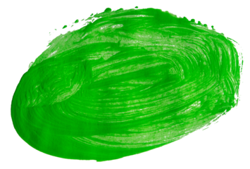 Green brush stroke paint isolated on transparent background