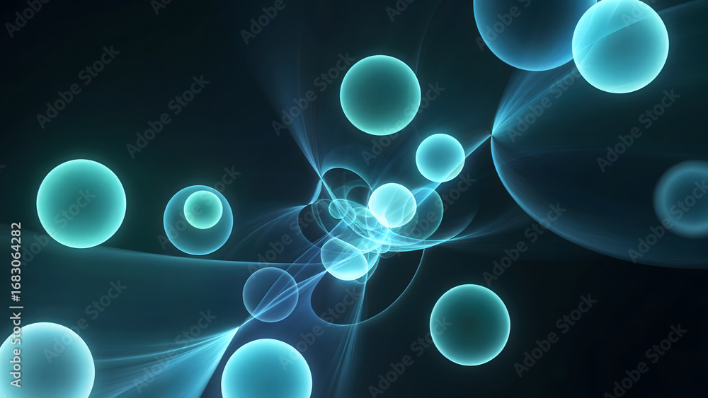 Poster abstract teal sphere background with glowing light effect for modern design