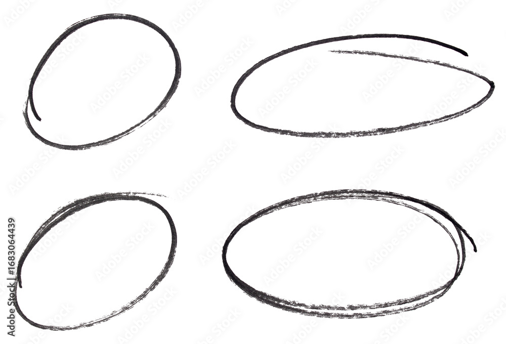 Poster set of black highlight circles on transparent background cut out design elements