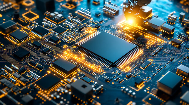 Illuminated Circuit Board with Central Processor