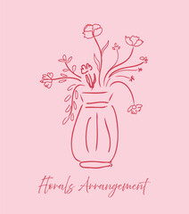 Whimsical floral arrangement hand drawn quirky clipart playful for unique decorations