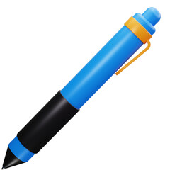 3D Blue Writing Ballpoint Pen