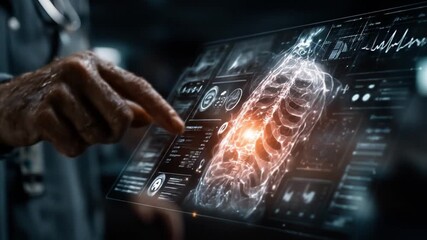 Doctor interacting with medical technology interface - Powered by Adobe