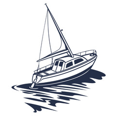Vector art of a sleek sailboat glides gracefully across the water, its sails billowing in the wind, embodying freedom and adventure on the open sea