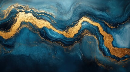Abstract marbled design, navy blue and gold.  Background texture.  Possible use for wallpaper or print
