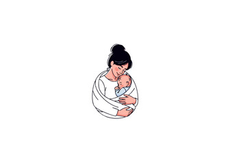 icon of mom and baby wrapped in a blanket