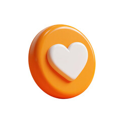 3D render of a white heart on an orange circle